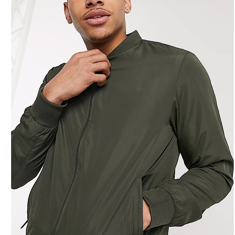 Brave Soul Lightweight Olive Bomber Jacket